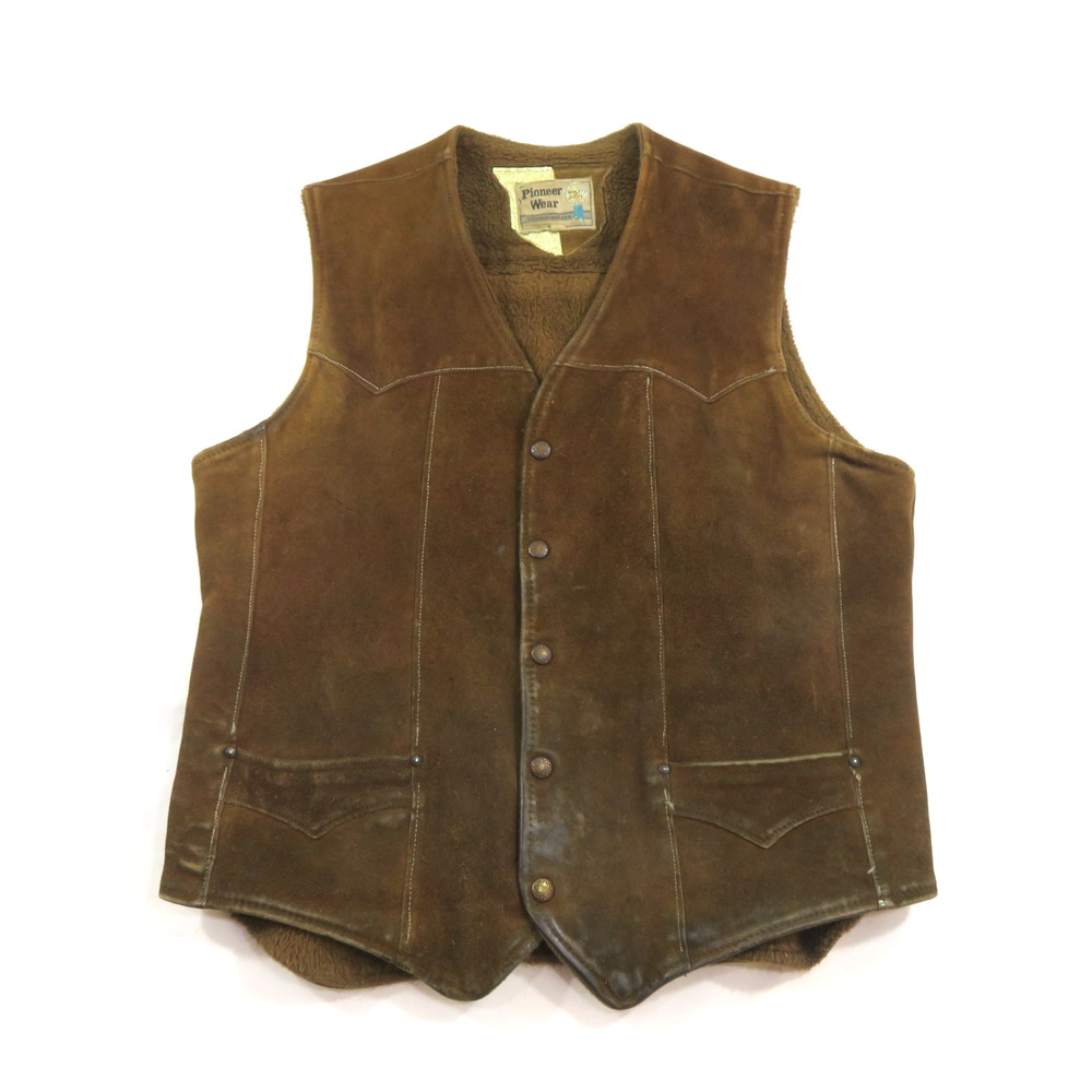 Pioneer Wear Sherpa Lined Vest Brown Albuquerque USA Sz 42 1970s